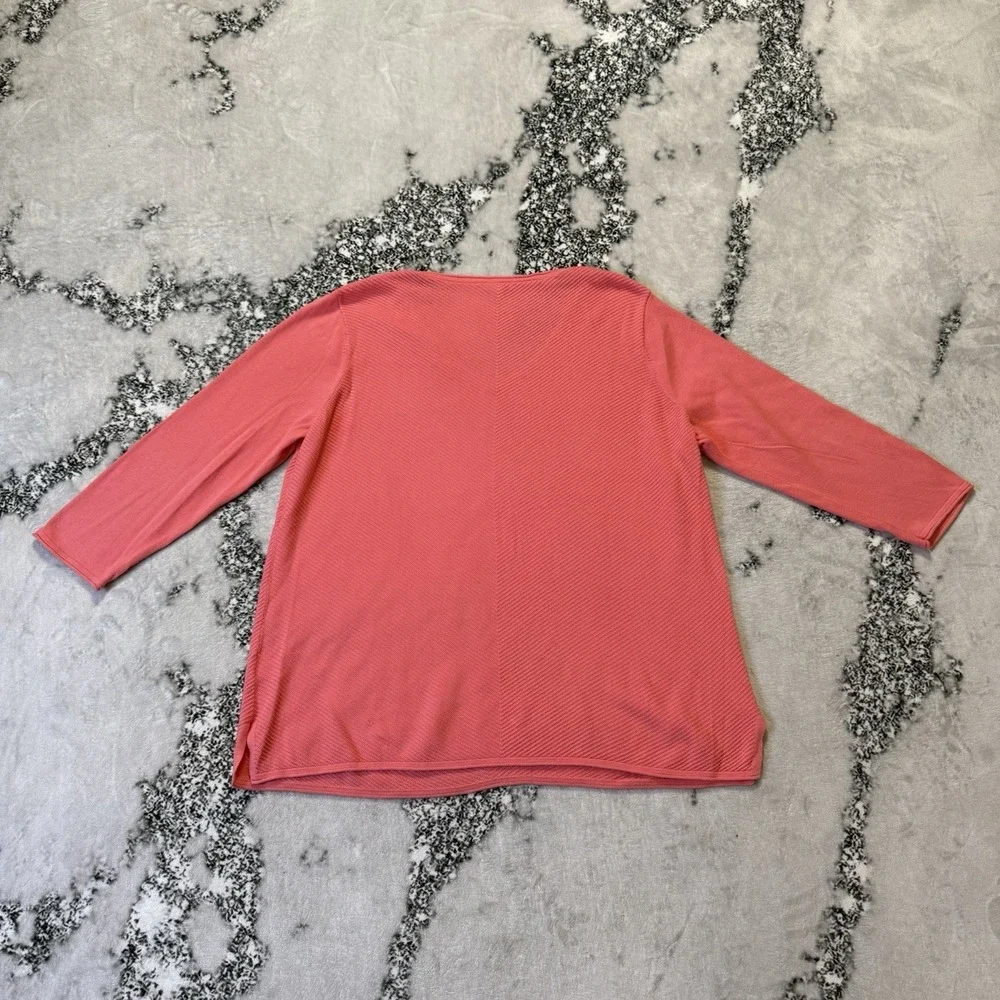 Talbots Sweater Womens Size 1X Pink 3/4 Sleeve Knit Lightweight V Neck Knit